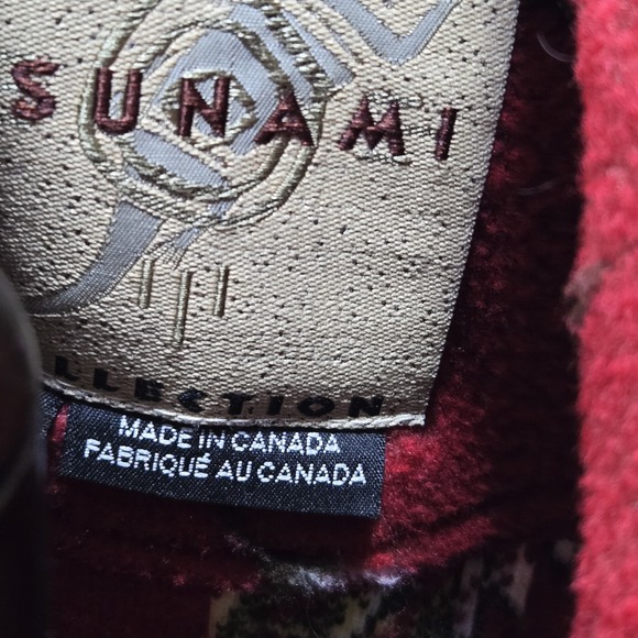 Tsunami Indigenous Fleece Collection Jacket Size Large Vintage Red Womens Button - Picture 8 of 12